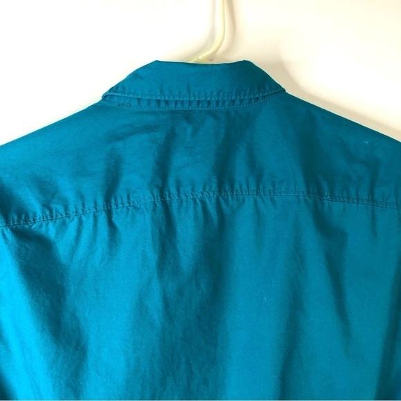 Kenneth Cole Reaction teal blue short sleeve button down shirt size large - Picture 10 of 13